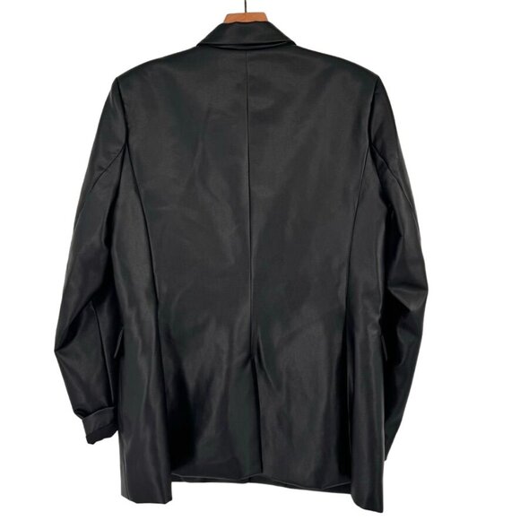 Cabi Womens James Faux Leather Black Blazer Jacket size large pockets new - Picture 8 of 9
